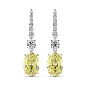 Hayley 2.00 Carat Oval cut 4 Prong Set  Yellow Diamond Earrings