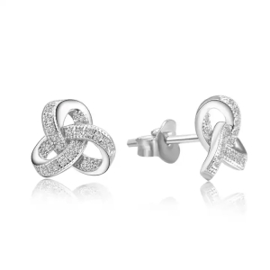 0.20 Carat Round Natural Love Knot Designer Diamond Earrings