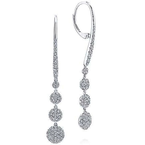1.00 Carat Long Graduating Circle Designer Diamond Earrings