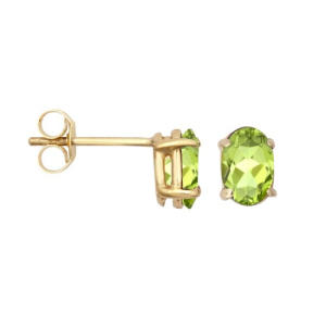 1.00 Carat Natural Oval Cut Claw Set Peridot Stud Earrings