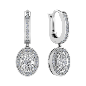 Lissianna 1.00 - 2.50 Carat Natural Oval cut 4 Prong Set  Drop Diamond Earrings