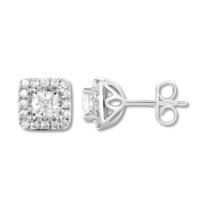 Janine Lab-Created 4 Prong Halo Diamond Earrings