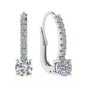 Frusannah 0.60 - 1.50 Carat Natural Round cut 4 Prong Set  Hoop Diamond Earrings