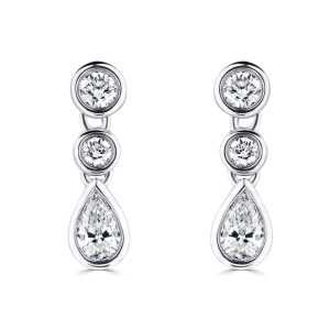 0.33 Carat Natural Round And Pear Shaped Designer Earrings