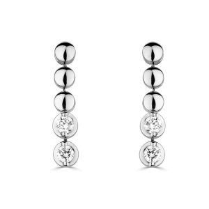 0.40 Carat Natural Diamond Set Earrings With Solid Metal Link