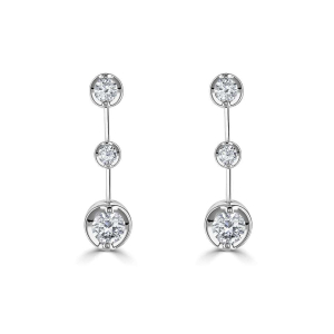 0.50-1.00 Carat Stunning Three Stone Drop Style Diamond Earrings