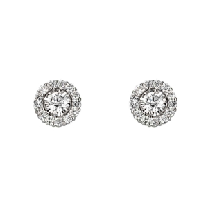 0.35 Carat Natural Round Halo Stud Diamond Earrings