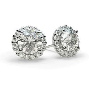 0.15-3.00 Carat Classic Natural Round Halo Diamond Earrings