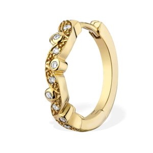 0.05 Carat Natural Round Floral Diamond Set Huggie