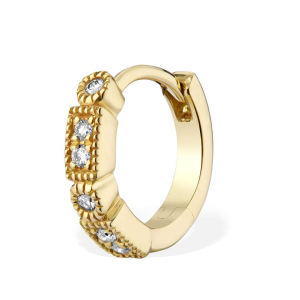 0.03 Carat Natural Round Classic Style Diamond Set Huggie