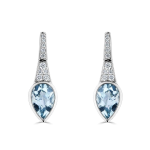 1.32 Carat Pear Shaped Gemstone And Round Diamond Set In Aquamarine And Morganite