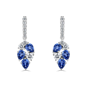 1.58 Carat Pear Shaped Gemstone Earrings in Blue Sapphire,Ruby,Emerald