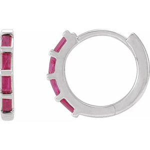 Hayelee 0.48 Carat Natural Ruby Baguette cut Bar Set 