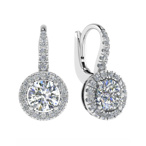 Round Cluster Hoop Diamond Earrings