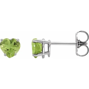 Flurekin 1.20 Carat Peridot Heart cut 4 Prong Set  Diamond Earrings