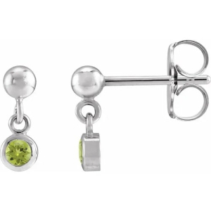 Fei 0.24 Carat Peridot Round cut Bezel Set  Diamond Earrings
