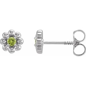Fayanna 0.10 Carat Peridot Round cut 4 Claw Set  Diamond Earrings