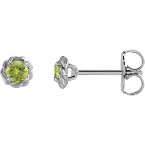 Fitche 0.52 Carat Peridot Round cut 4 Prong Set  Diamond Earrings