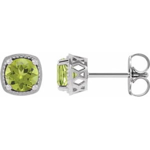 Florimel 1.00 Carat Peridot Round cut 4 Prong Set  Diamond Earrings
