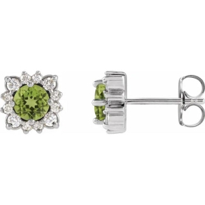 Florice 0.84 Carat Peridot Round cut Claw Set  Diamond Earrings
