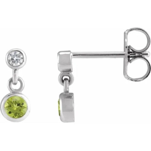 Ferna 0.30 Carat Peridot Round cut Bezel Set  Diamond Earrings