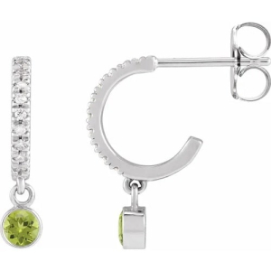 Firaas 0.44 Carat Peridot Round cut Bezel Set  Diamond Earrings