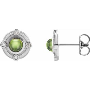 Florena 0.60 Carat Peridot Round cut Bezel Set  Diamond Earrings