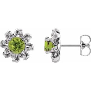 Flyta 1.32 Carat Peridot Round cut 4 Prong Set  Diamond Earrings