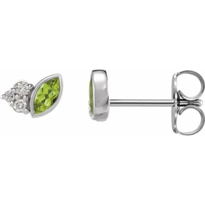 Felelolie 0.28 Carat Peridot Marquise cut Bezel Set  Diamond Earrings