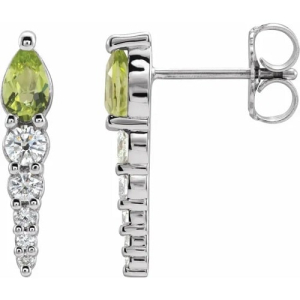 Floride 1.00 Carat Peridot Pear cut 3 Prong  Diamond Earrings