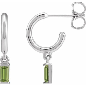 Ferdinanda 0.30 Carat Peridot Baguette cut Bar Set  Diamond Earrings