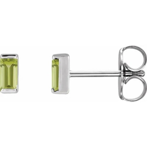 Femmota 0.30 Carat Peridot Baguette cut Bar Set  Diamond Earrings