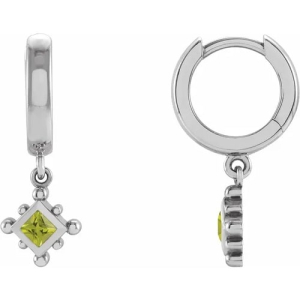 Fayre 0.20 Carat Peridot Princess cut Bezel Set  Diamond Earrings