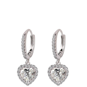 Heart Shaped Wrap Ear Clasp Moissanite Drop Earrings