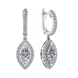 Lobelia Natural 4 Prong Set Drop Diamond Earrings