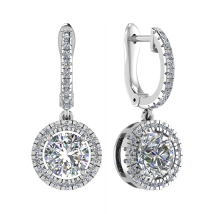 Linyeve 0.70 - 2.00 Carat Natural Round cut 4 Prong Set  Drop Diamond Earrings