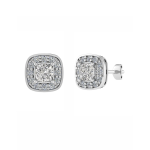 Cusion Diamond Halo Earring