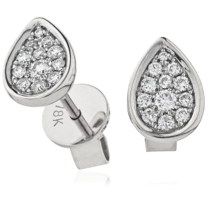 0.20 carat Natural Round Diamond Pear Shaped Cluster Earrings
