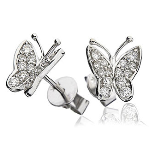 0.40 Carat Natural Round Butterfly Style Cluster Diamond Earrings