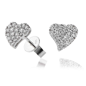 0.50 Carat Natural Round Diamond Heart Halo Stud Earrings