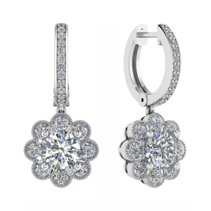 Liuitha 0.50 - 1.50 Carat Natural Round cut 4 Prong Set  Drop Diamond Earrings
