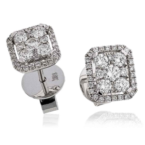 0.75 Carat Natural Round Diamond Stud Earrings In 18k White Gold And Platinum