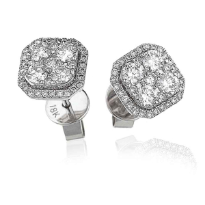 0.90 Carat Natural Round Diamond Stud Earrings In 18k White Gold And Platinum