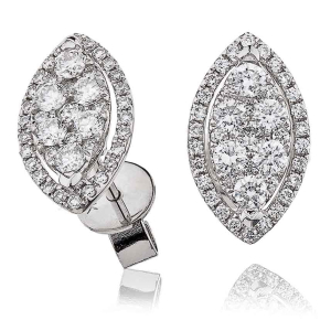 0.85 Carat Natural Round Diamond Pear Marquise Shaped Stud Earrings