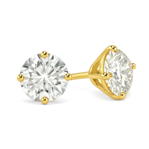 Jiana Lab-Created Yellow Gold 4 Prong Studs Diamond Earrings