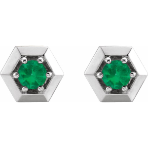 Herela 0.30 Carat Emerald Round cut 6 Prong  Diamond Earrings