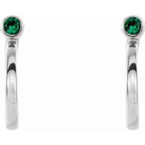 Hierytha 0.30 Carat Emerald Round cut Bezel Set  Diamond Earrings