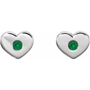 0.16 Carat Bezel Setting Round Shaped  Heart Designed Green Emerald Earring