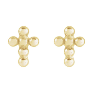 Beaded Cross Earring Available In 9k,14k,18k,Silver And Platinum
