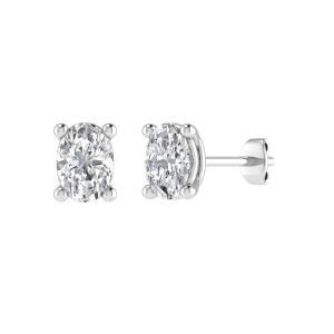 4 Prong Oval shape Cut Diamond Stud Earring available gold 